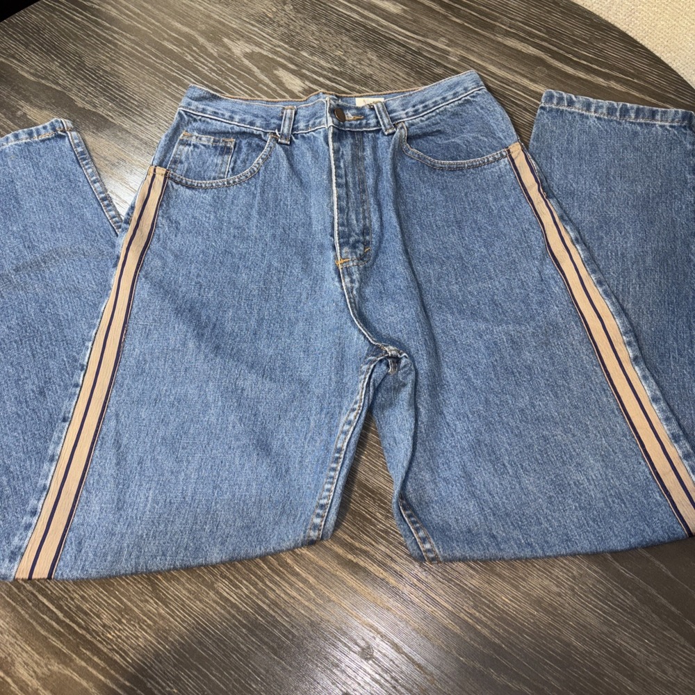 Jeans Womens 9/10 Side Stripe Flare 90s Y2K